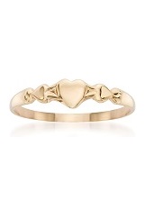 delightful tiny polished heart gold baby ring 